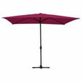 Propation 6.5 x 10 Ft. Aluminum Patio Market Umbrella Tilt with Crank - Burgundy Fabric & Black Pole PR333892